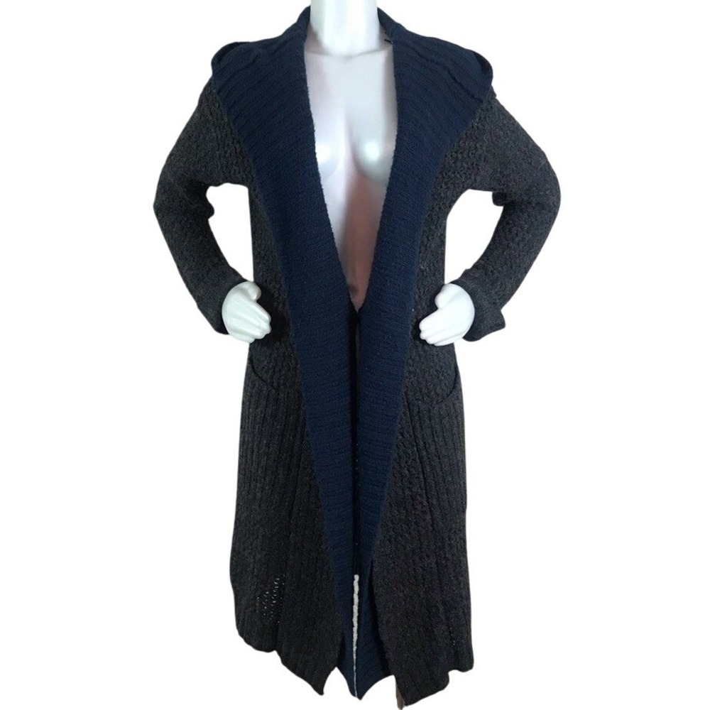 SLEEPING ON SNOW GREY & BLUE LONG SWEATER CARDIGAN